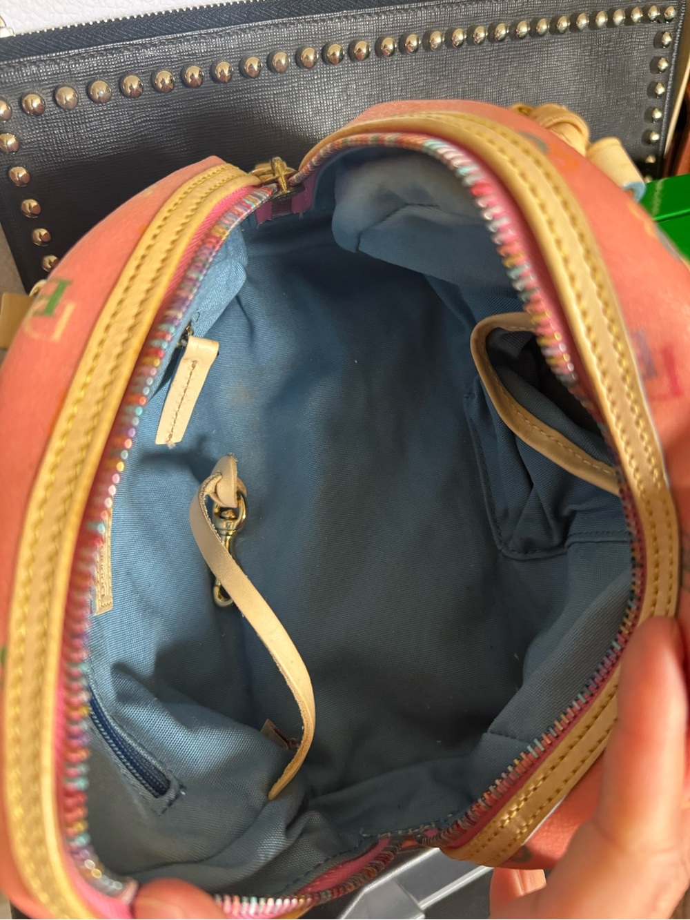 Dooney & Bourke Coral Pink Multi Logo Mini Satchel with Tan Trim - Picture 8 of 10